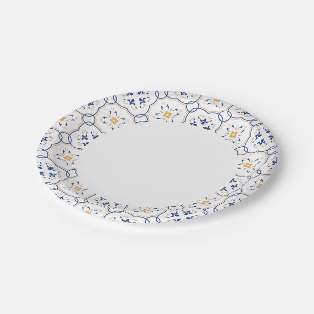 Floral Pattern Paper Plate (Angled)