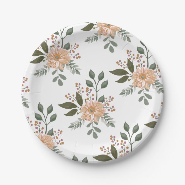 Floral Pattern Paper Plates (Front)