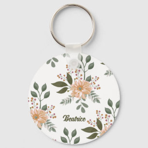 Floral Pattern - Personalized Keychain