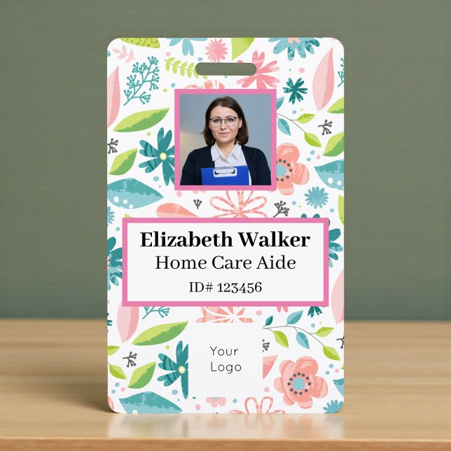 Floral Pattern Photo ID Badge (Creator Uploaded)