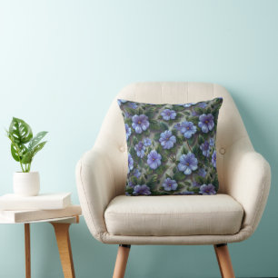 Floral Pattern PIllow with Purple Flowers Home