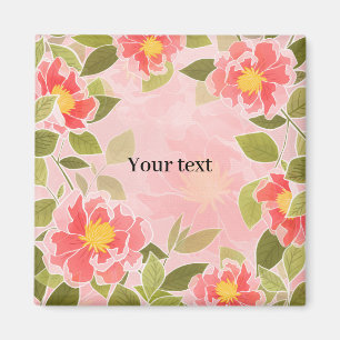 Floral pattern pink and coral template magnet