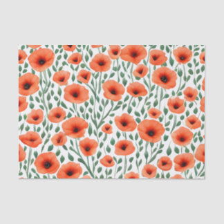 Floral Pattern Poppy Flowers Tissue Paper
