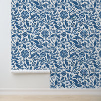 Floral Pattern Pretty Blue White Antique Look