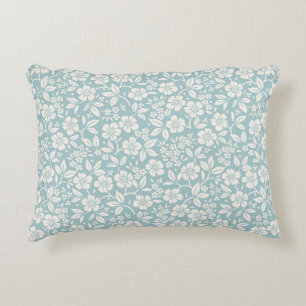 Floral pattern. Pretty flowers on grey blue backgr Accent Pillow