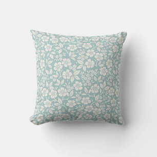 Floral pattern. Pretty flowers on grey blue backgr Throw Pillow