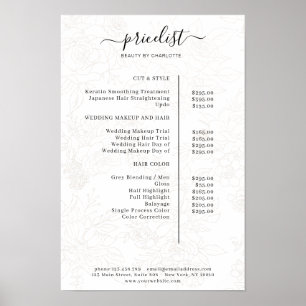 Floral Pattern Price List Poster
