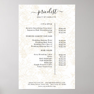 Floral Pattern Price List Poster