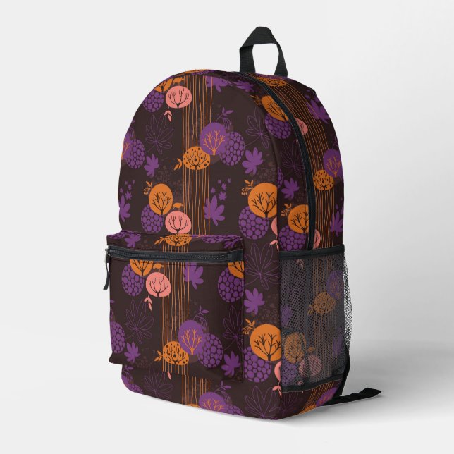 Floral pattern printed backpack (Back Corner Right)