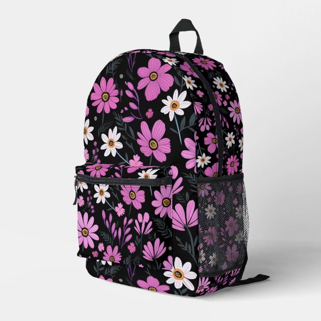 Floral Pattern Printed Backpack (Back Corner Right)