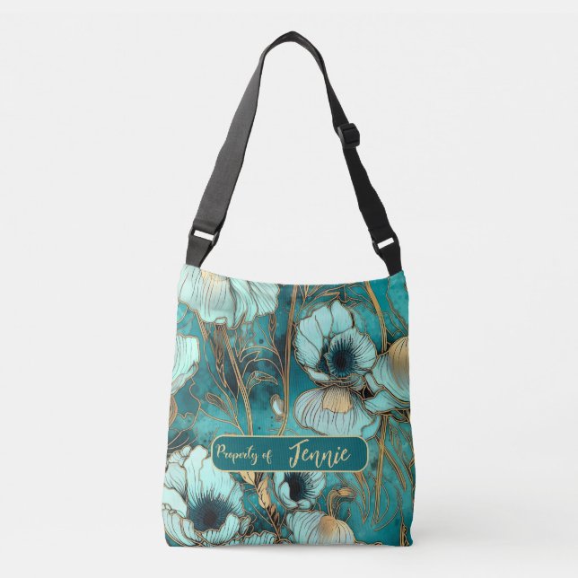 Floral Pattern Property of Add Your Name Customize Crossbody Bag (Front)