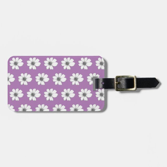 Floral pattern purple luggage tag (Front Horizontal)