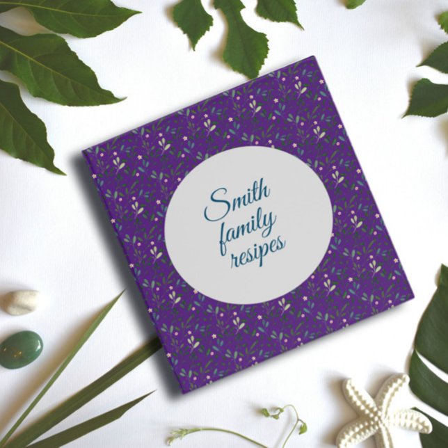 Floral pattern purple recipe organizer binder (Creator Uploaded)