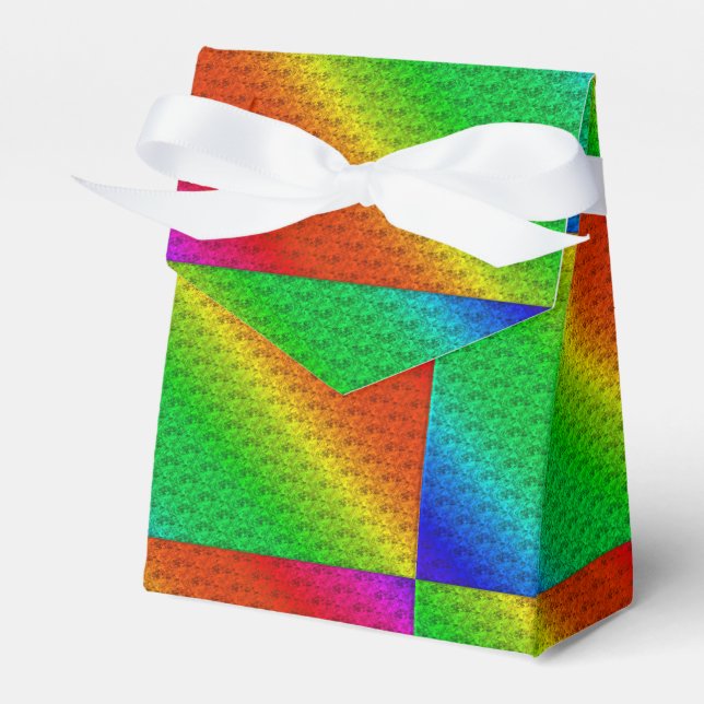 Floral Pattern Rainbow Autumn Wedding Favor Box (Front Side)