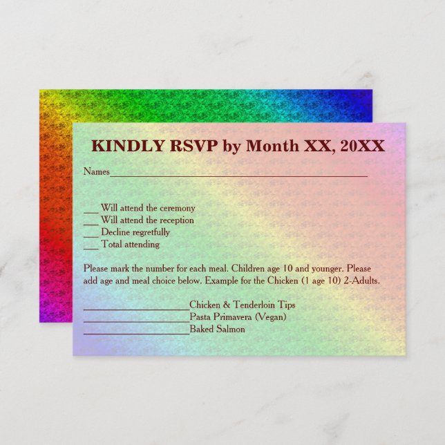 Floral Pattern Rainbow Autumn Wedding Invitation (Front/Back)