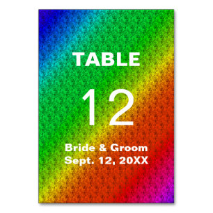 Floral Pattern Rainbow Autumn Wedding Table Number