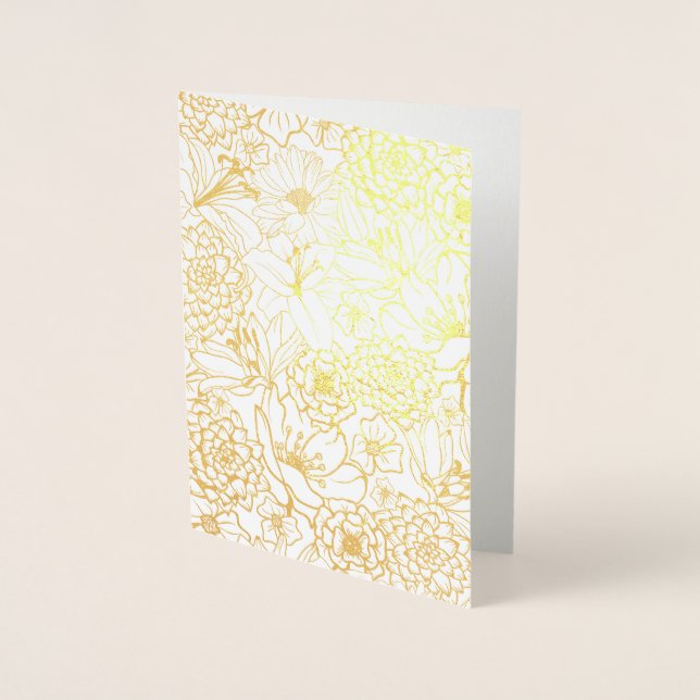 FLORAL PATTERN REAL GOLD FOIL PRINT CARD (Front)