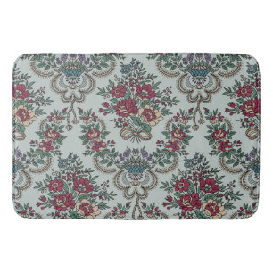 Floral Pattern Red Green Yellow Blue Flowers Bath Mat