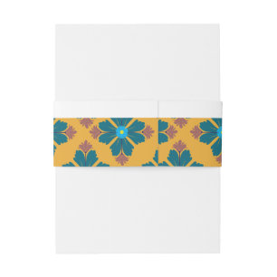 Floral Pattern Ribbon Invitation Belly Band