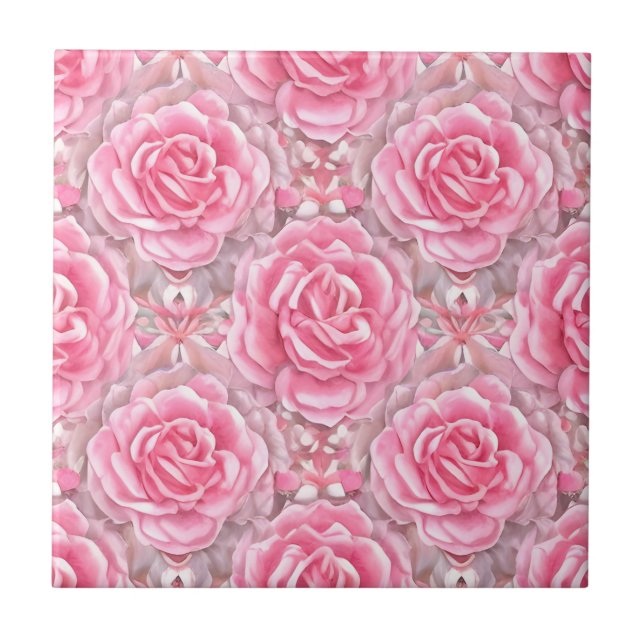 Floral Pattern Rose Flowers Tile (Front)