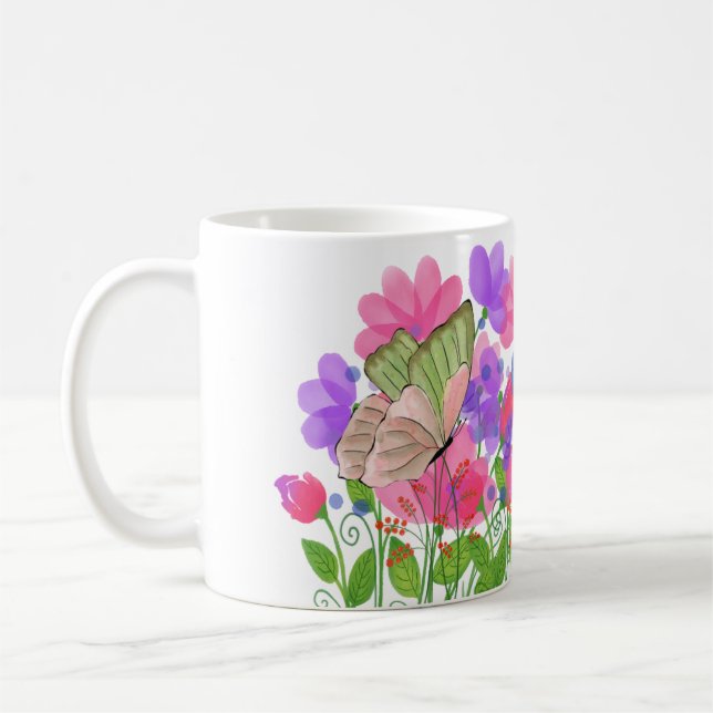 floral pattern roses coffee mug (Left)