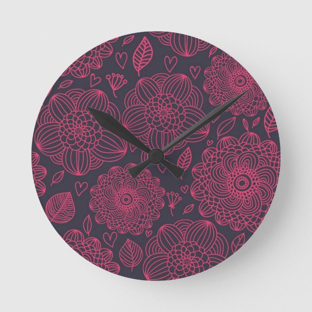 Floral Pattern Round Clock (Front)