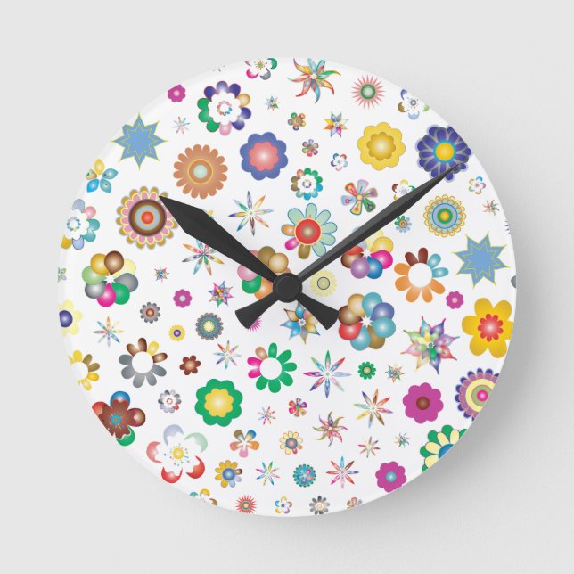 Floral Pattern Round Clock (Front)