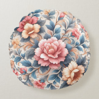 Floral pattern round pillow