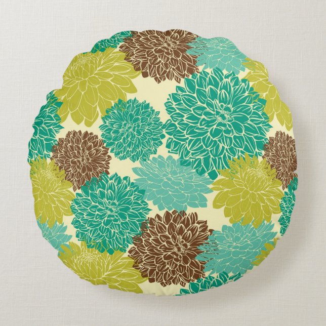 Floral Pattern Round Pillow (Front)