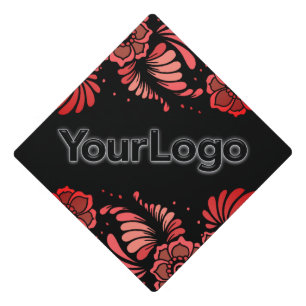 Floral Pattern School Colours Business Owner Logo Graduation Cap Topper