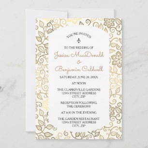 Floral Pattern Sepia - Wedding & Reception Invite