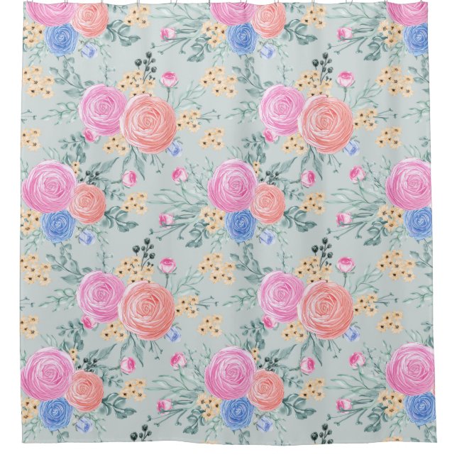 Floral Pattern Shower Curtain (Front)