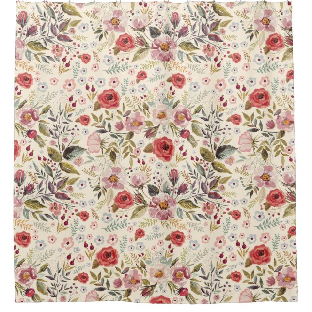 Floral pattern  shower curtain (Front)