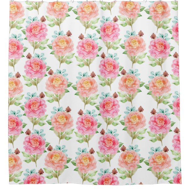 Floral pattern  shower curtain (Front)