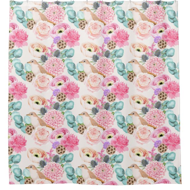Floral pattern  shower curtain (Front)