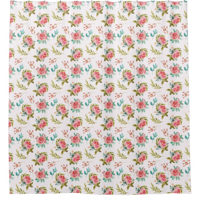 Floral Pattern Shower Curtain (Front)