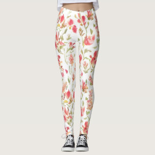 Floral Pattern Snapdragon Flowers Leggings