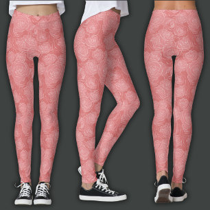 Floral Pattern   Soft Pink Rose Leggings