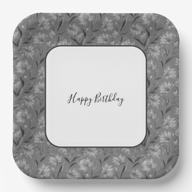 Floral Pattern Square Paper Plate (Front)