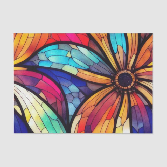 Floral Pattern Stained Glass Decoupage  Tissue Paper (Front)