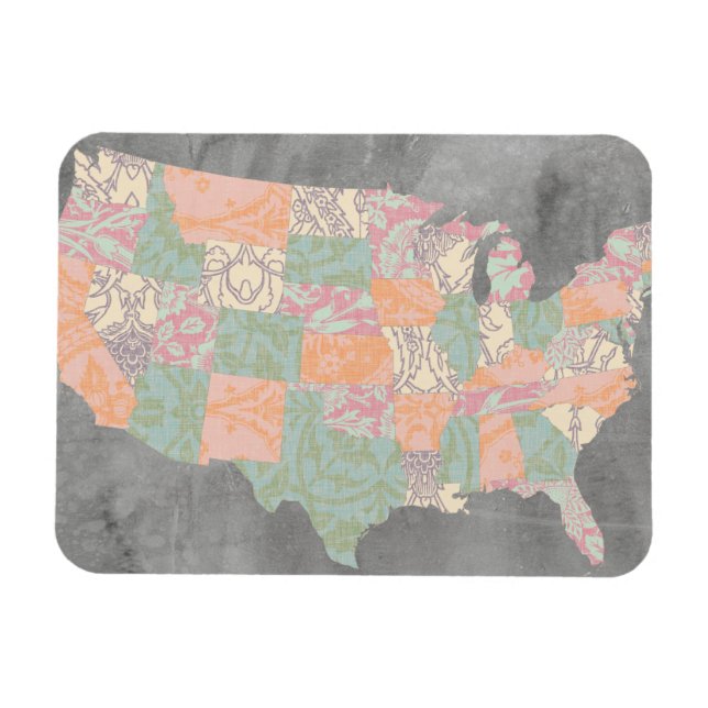 Floral Pattern States Map Magnet (Horizontal)
