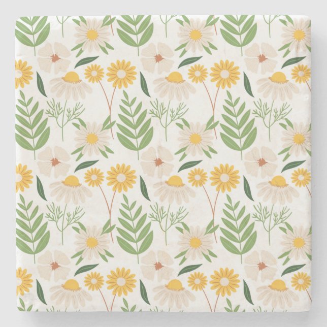 Floral Pattern Stone Coaster (Front)