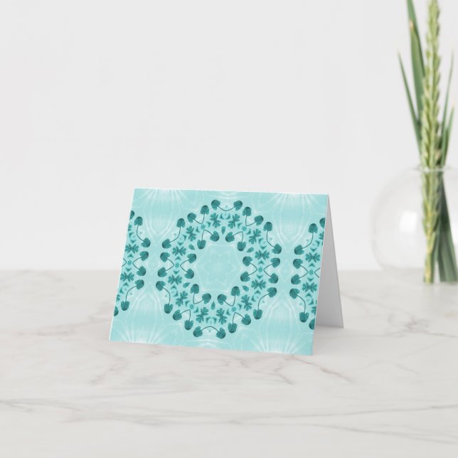 Floral Pattern, Teal Blue Card (Front)