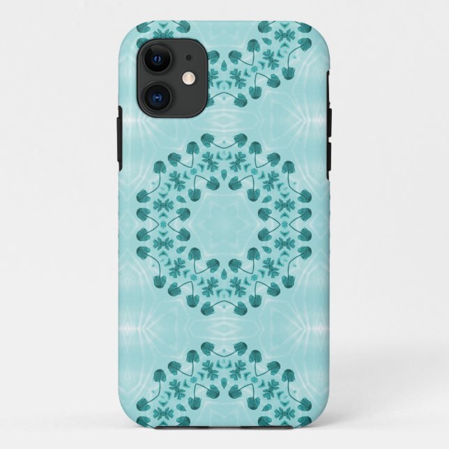 Floral Pattern, Teal Blue Case-Mate iPhone Case (Back)