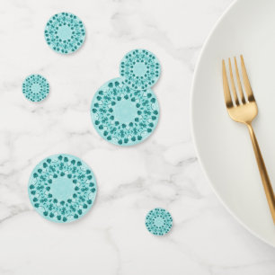 Floral Pattern, Teal Blue Confetti