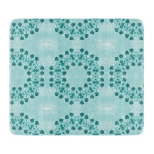 Floral Pattern, Teal Blue Cutting Board