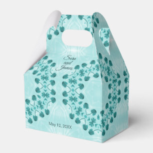Floral Pattern, Teal Blue Favor Box