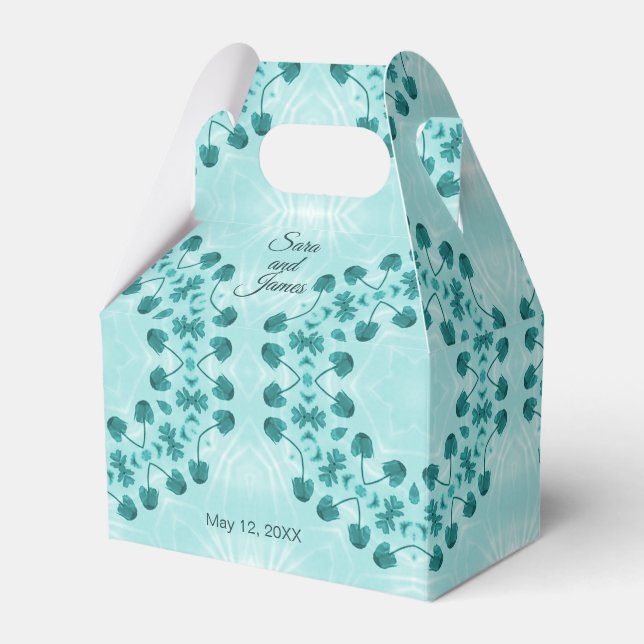 Floral Pattern, Teal Blue Favor Box (Front Side)