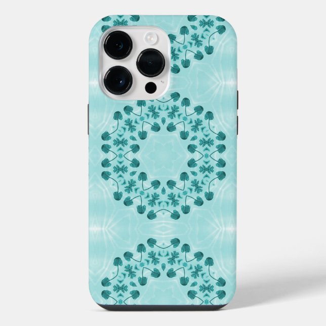 Floral Pattern, Teal Blue iPhone Case (Back)