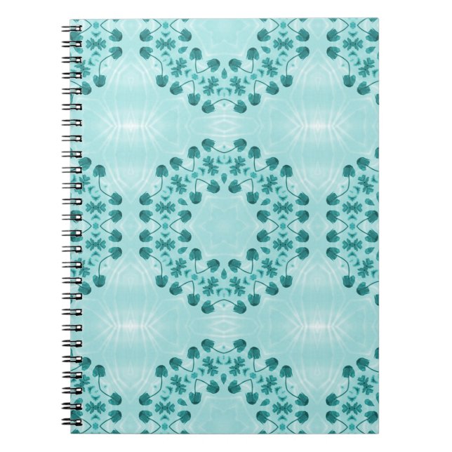 Floral Pattern, Teal Blue Notebook (Front)